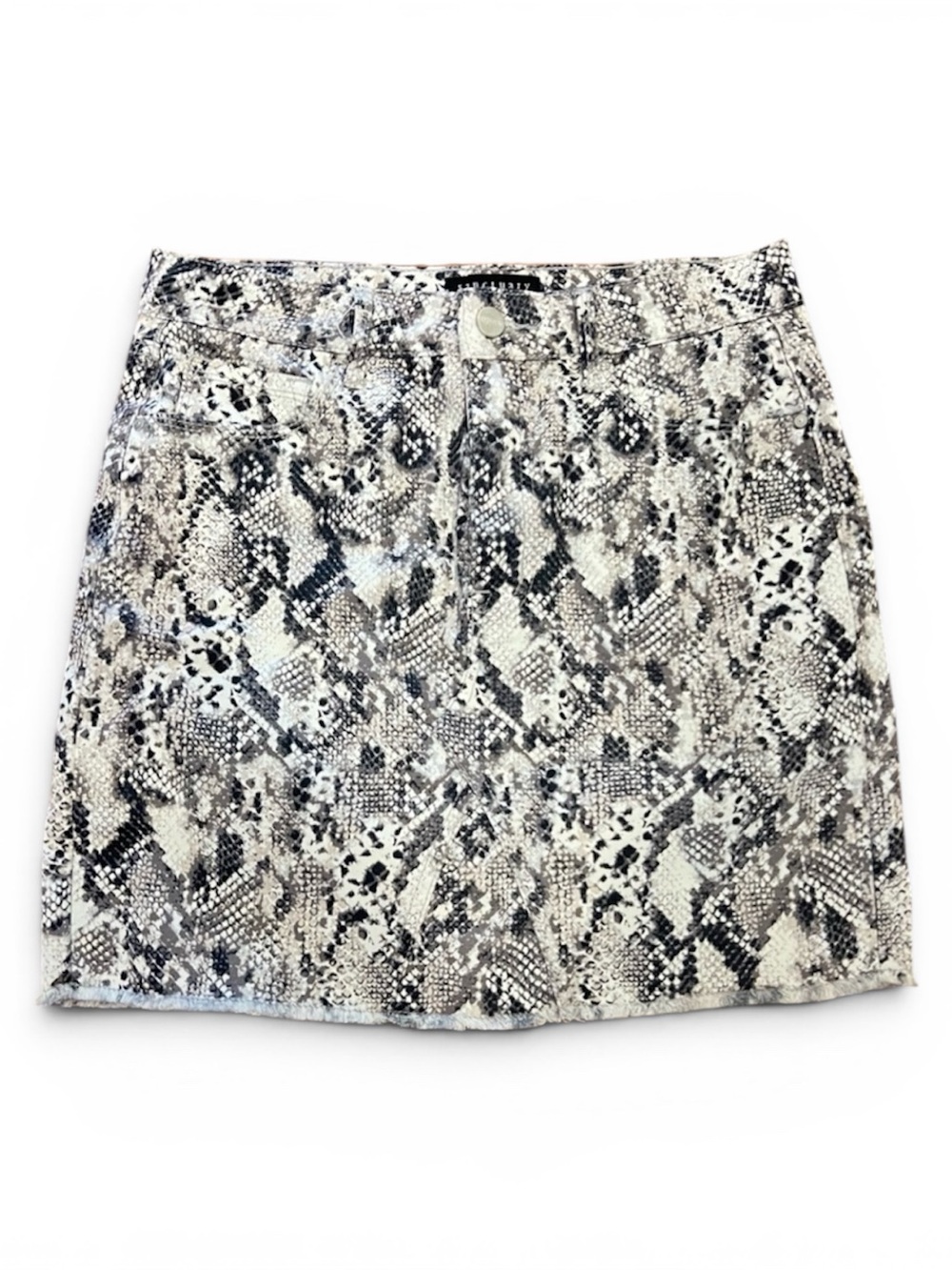 Sanctuary Snake Print Denim Mini Skirt Black and White Size 27